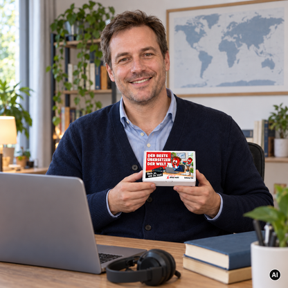 Der beste Übersetzer der Welt – Lifestylebild mit kleiner A6-Geschenkschachtel