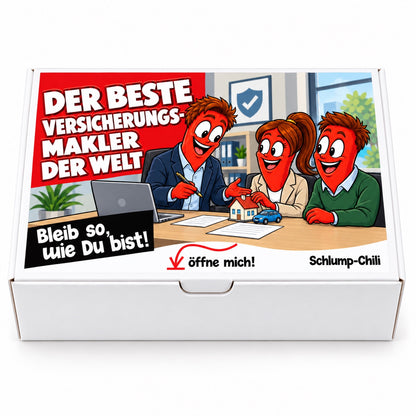 Der beste Versicherungsmakler der Welt – weiße Geschenkbox, Vorderansicht