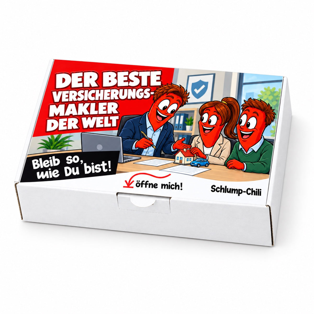 Der beste Versicherungsmakler der Welt – weiße Geschenkbox, Schrägansicht