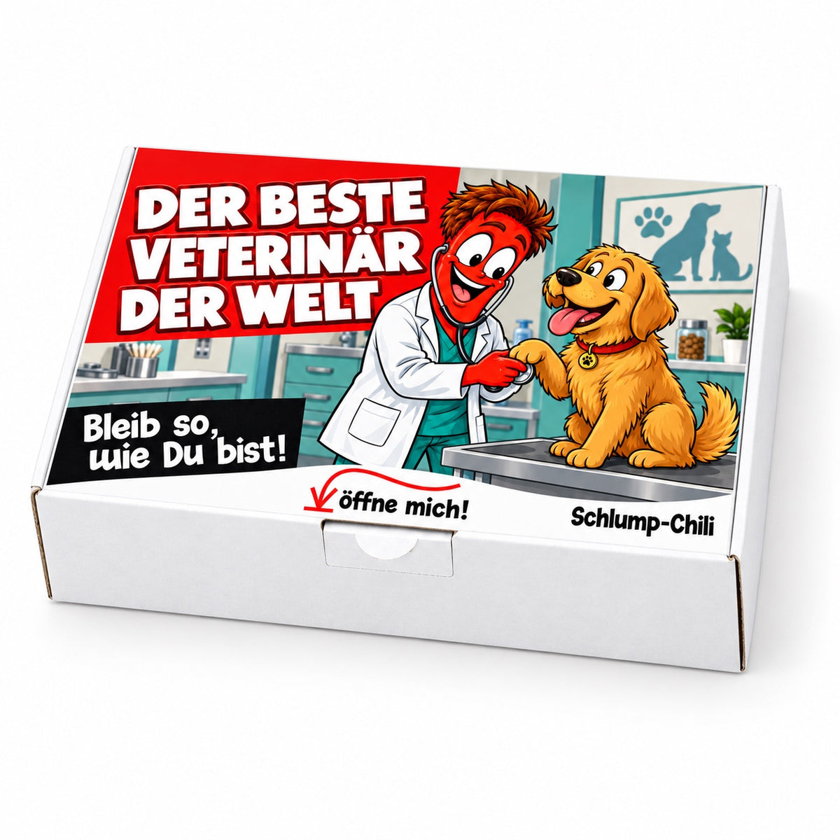 Der beste Veterinär der Welt – weiße Geschenkbox, Schrägansicht