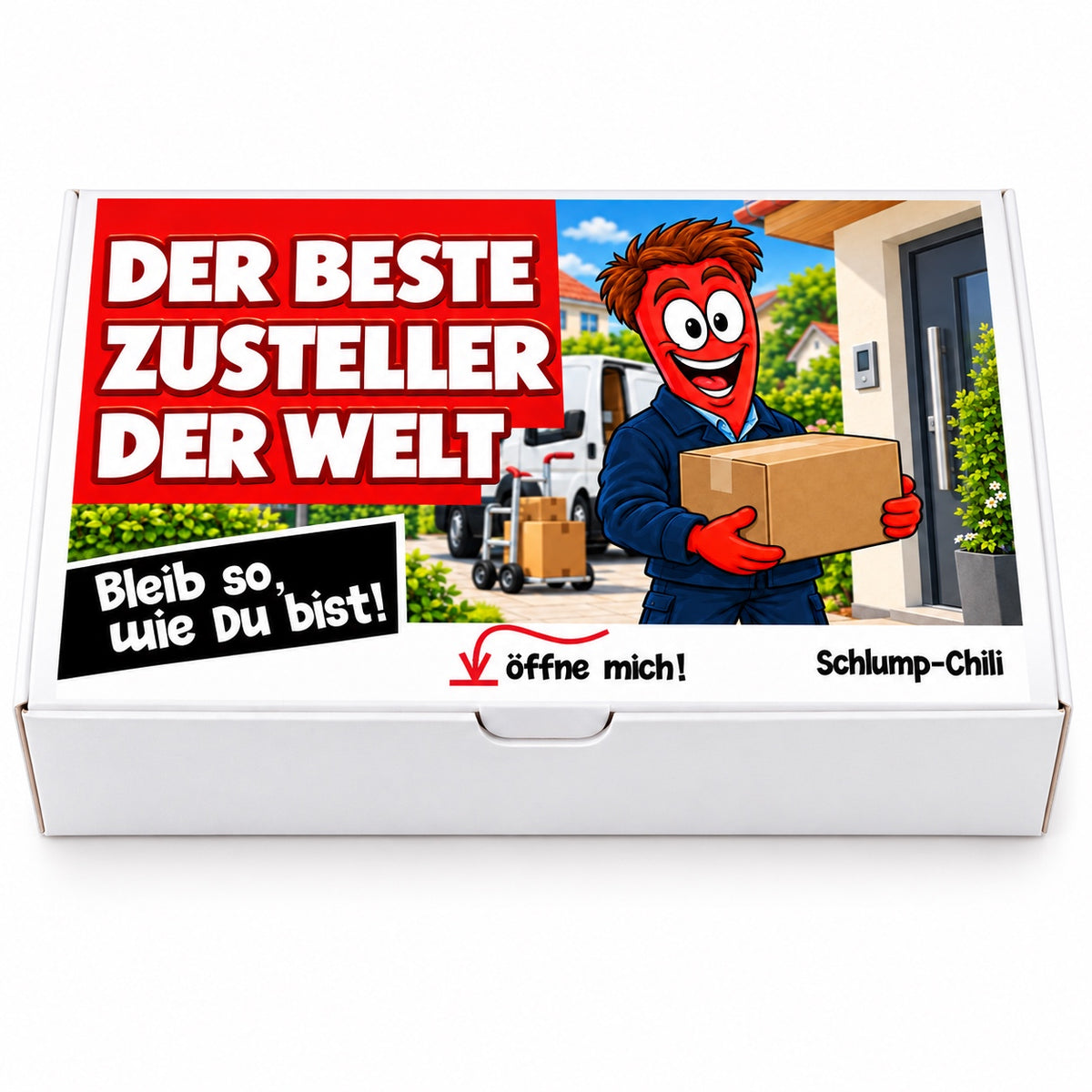 Der beste Zusteller der Welt – Geschenkbox Vorderansicht