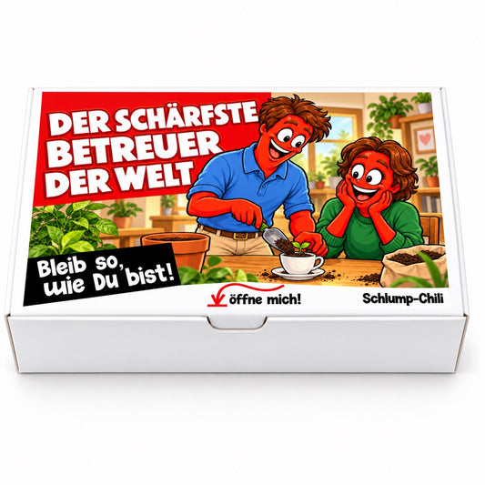 Der schärfste Betreuer der Welt – Geschenkbox Vorderansicht