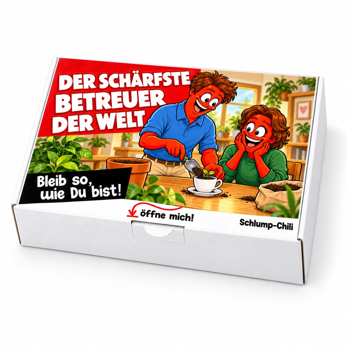 Der schärfste Betreuer der Welt – Geschenkbox Schrägansicht