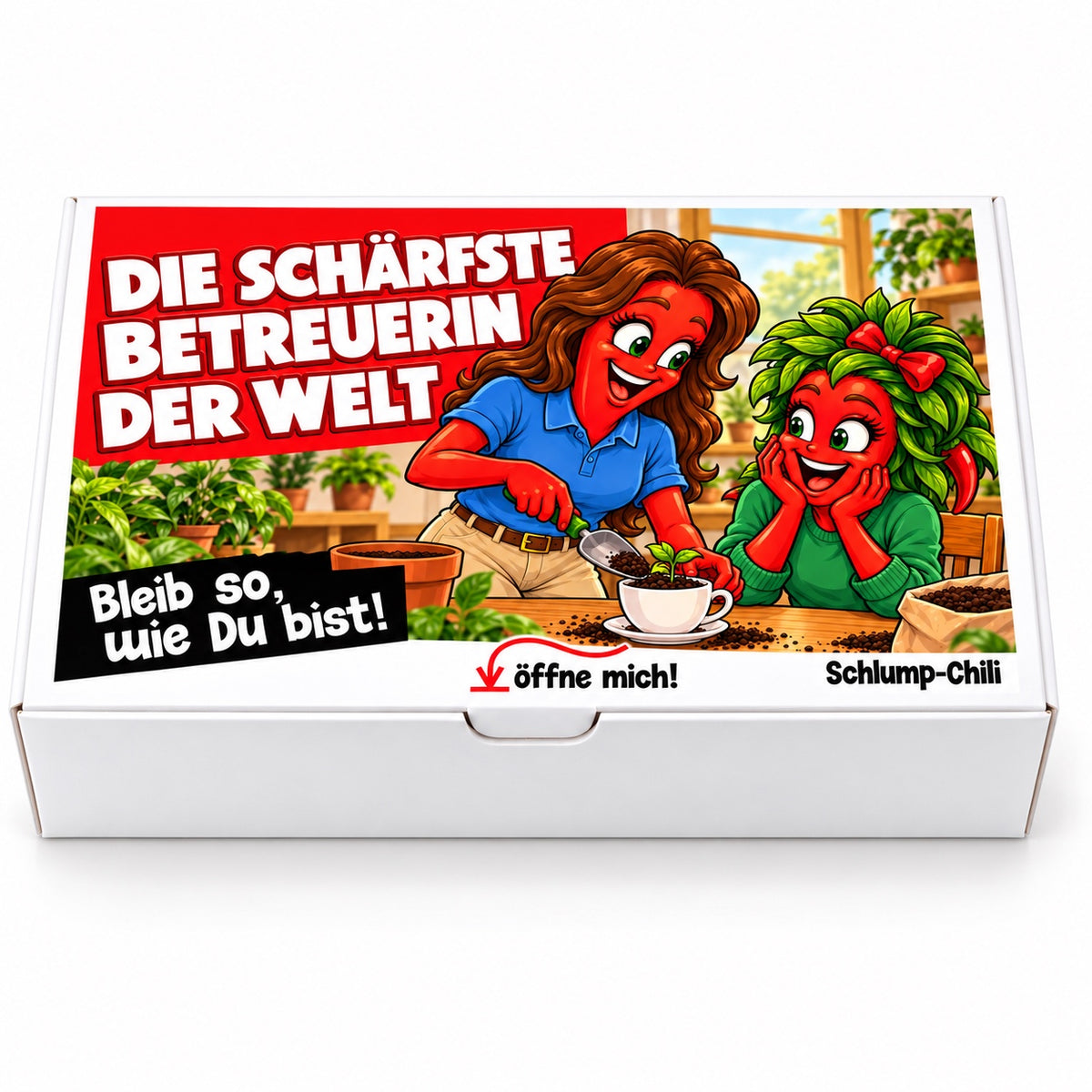 Die schärfste Betreuerin der Welt – Geschenkbox Vorderansicht