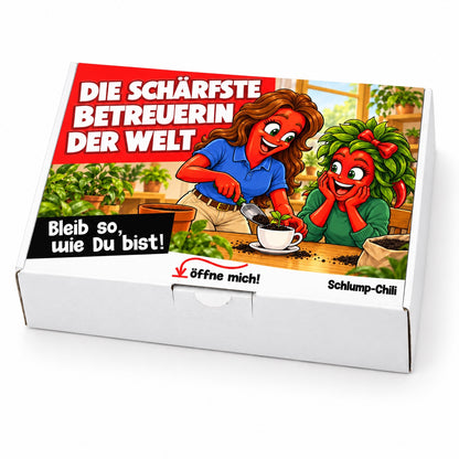 Die schärfste Betreuerin der Welt – Geschenkbox Schrägansicht