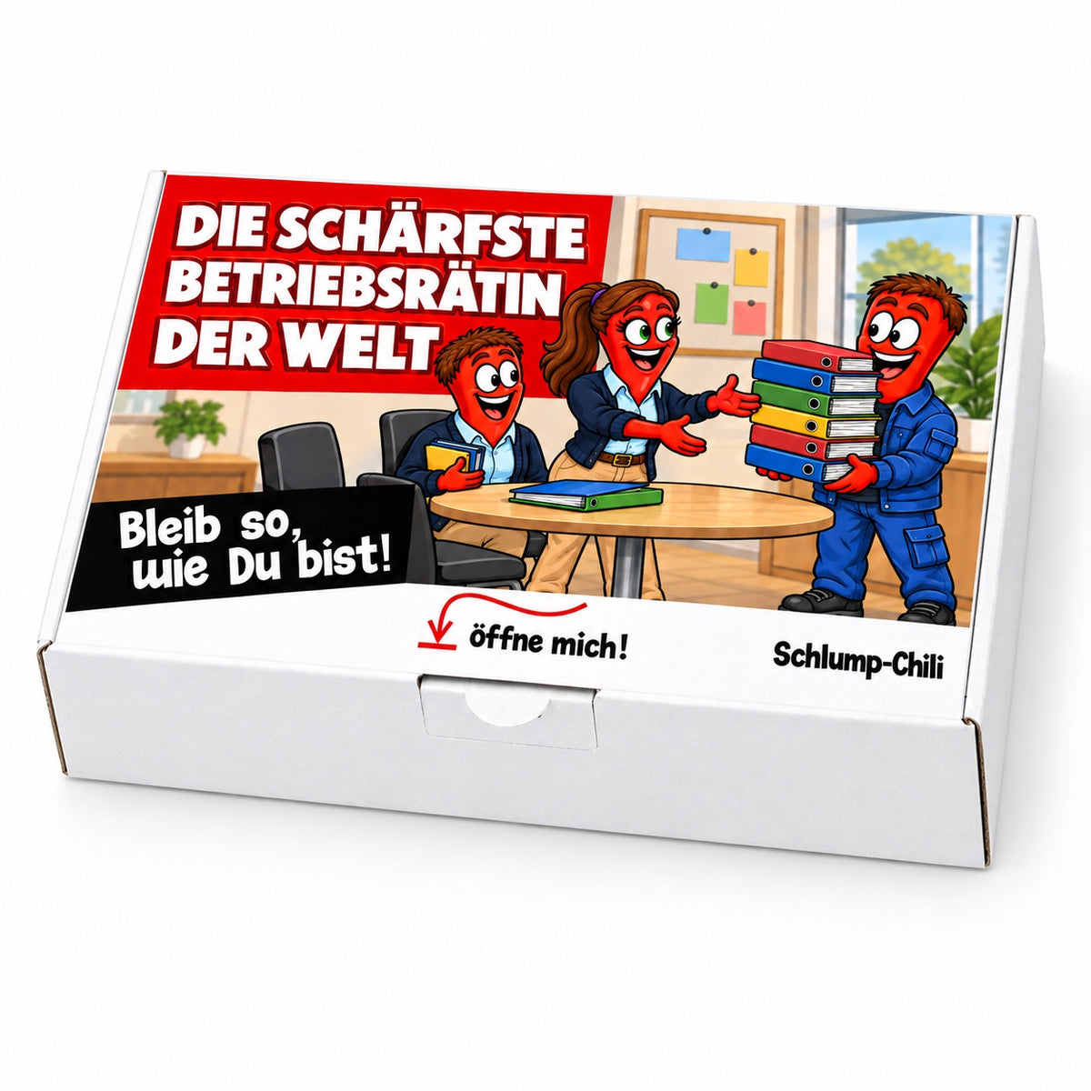 Die schärfste Betriebsrätin der Welt – Geschenkbox Schrägansicht