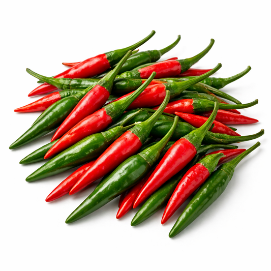 Frische Birds Eye Chilis rot, grün (Piri Piri)