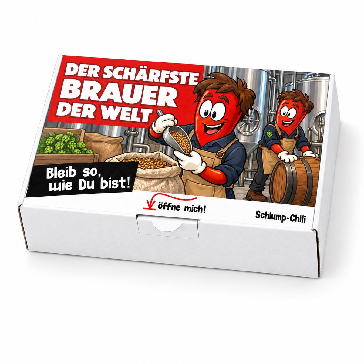 Der schärfste Brauer der Welt – Geschenkbox Schrägansicht