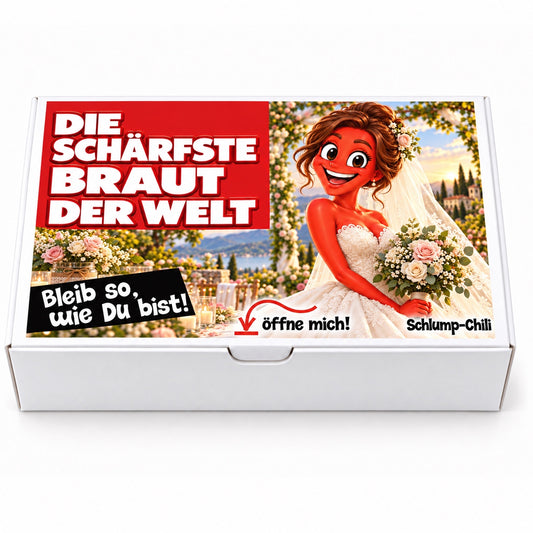 Die schärfste Braut der Welt – weiße Geschenkbox, Vorderansicht