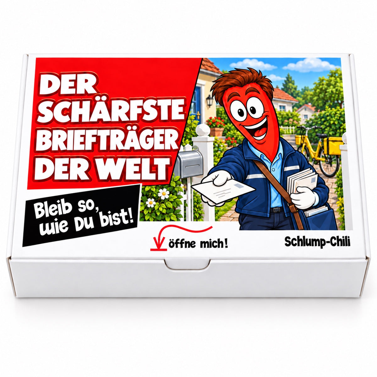 Der schärfste Briefträger der Welt – Geschenkbox Vorderansicht