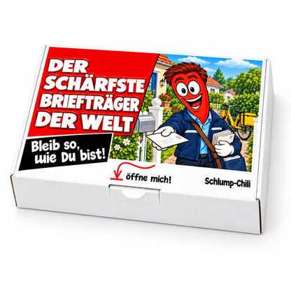 Der schärfste Briefträger der Welt – Geschenkbox Schrägansicht