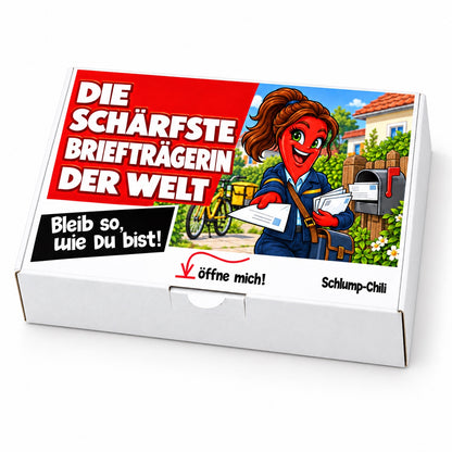 Die schärfste Briefträgerin der Welt – Geschenkbox Schrägansicht
