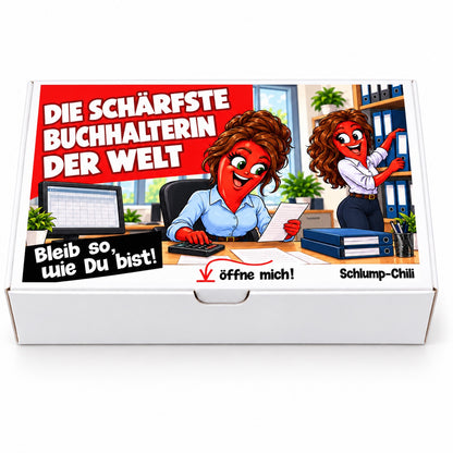 Die schärfste Buchhalterin der Welt – Geschenkbox Vorderansicht