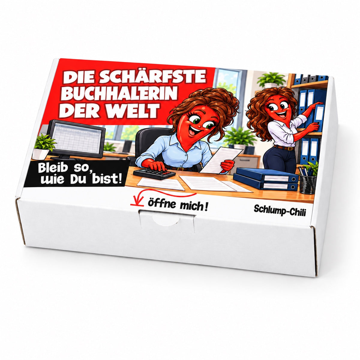 Die schärfste Buchhalterin der Welt – Geschenkbox Schrägansicht