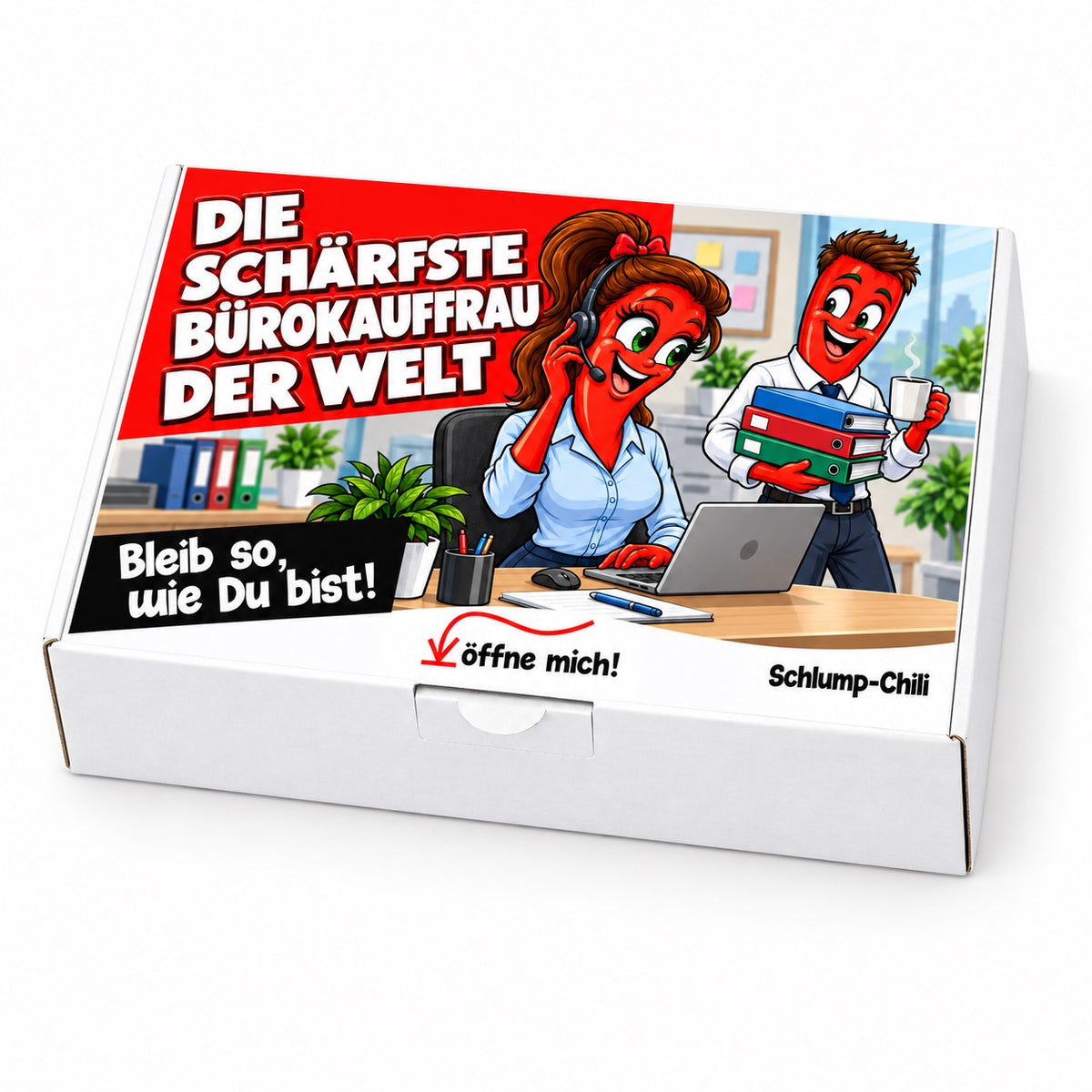 Die schärfste Bürokauffrau der Welt – weiße Geschenkbox, Schrägansicht