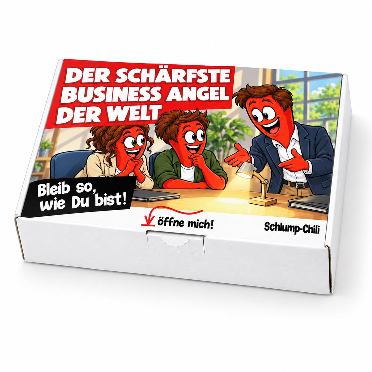 Der schärfste Business Angel der Welt – weiße Geschenkbox, Schrägansicht