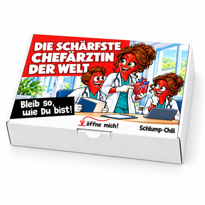 Die schärfste Chefärztin der Welt – Geschenkbox Schrägansicht