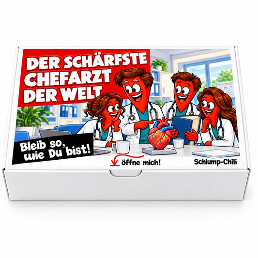 Der schärfste Chefarzt der Welt – Geschenkbox Vorderansicht
