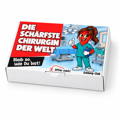 Die schärfste Chirurgin der Welt – Geschenkschachtel schräg