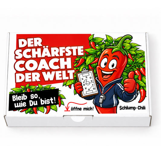 Der schärfste Coach der Welt – weiße Geschenkbox, Vorderansicht