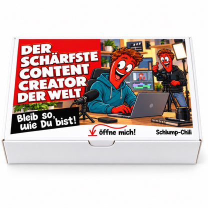 Der schärfste Content Creator der Welt – weiße Geschenkbox, Vorderansicht