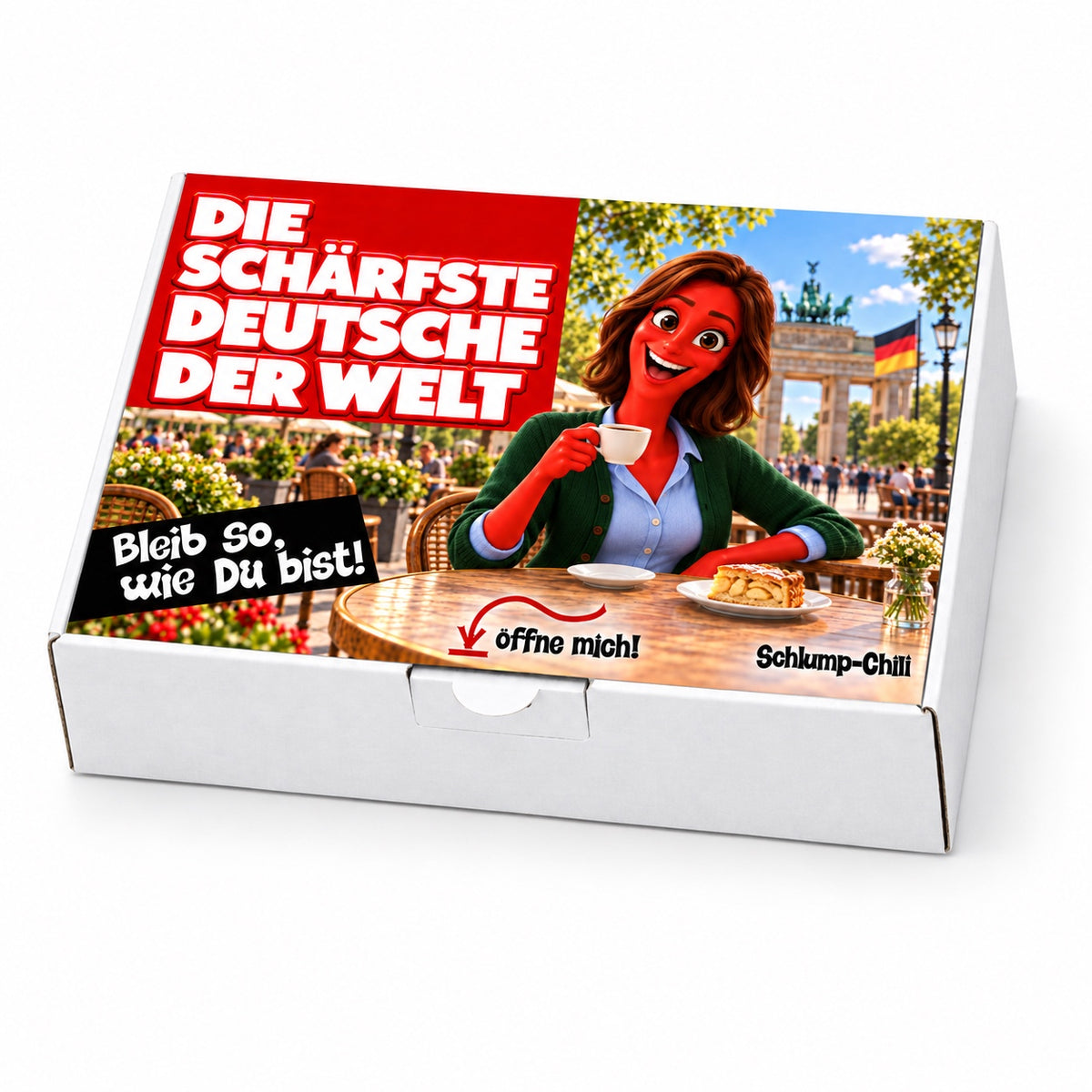 Die schärfste Deutsche der Welt – Geschenkbox Schrägansicht