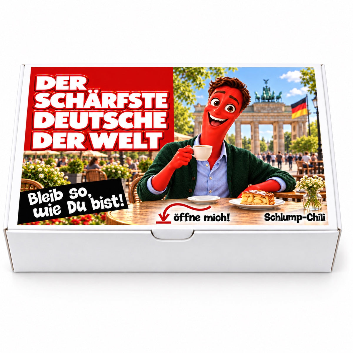 Der schärfste Deutsche der Welt – Geschenkbox Vorderansicht