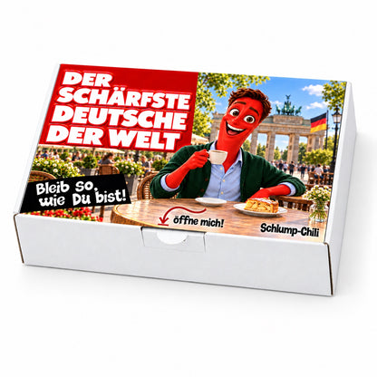 Der schärfste Deutsche der Welt – Geschenkbox Schrägansicht