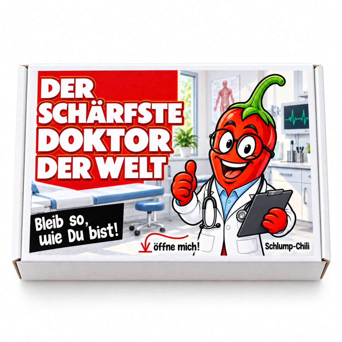 Der schärfste Doktor der Welt – weiße Geschenkbox, Vorderansicht