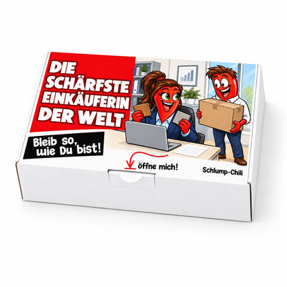 Die schärfste Einkäuferin der Welt – Geschenkschachtel schräg