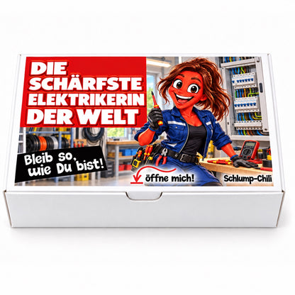 Die schärfste Elektrikerin der Welt – weiße Geschenkbox, Vorderansicht