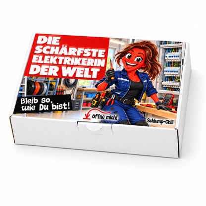 Die schärfste Elektrikerin der Welt – weiße Geschenkbox, Schrägansicht