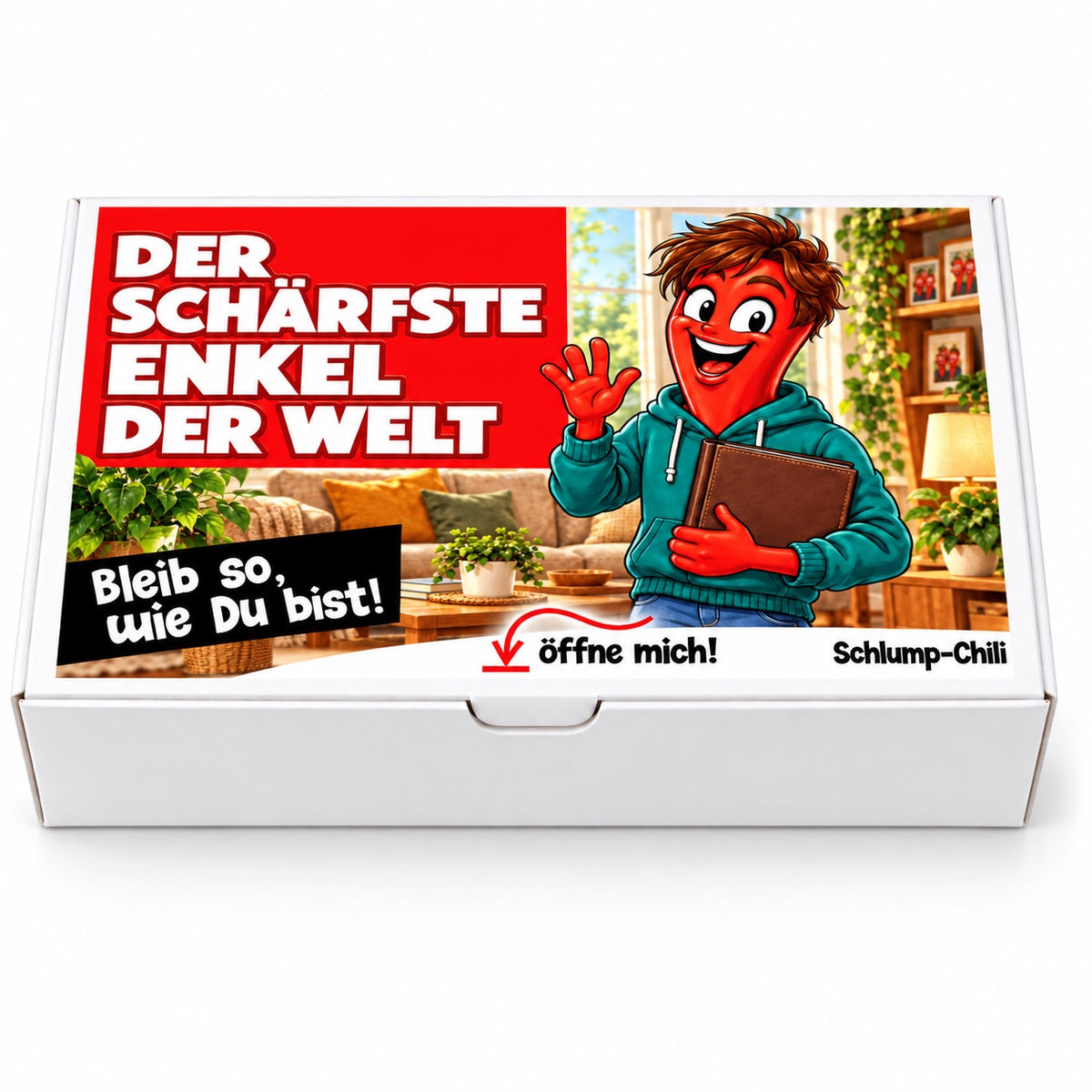 Der schärfste Enkel der Welt – weiße Geschenkbox, Vorderansicht
