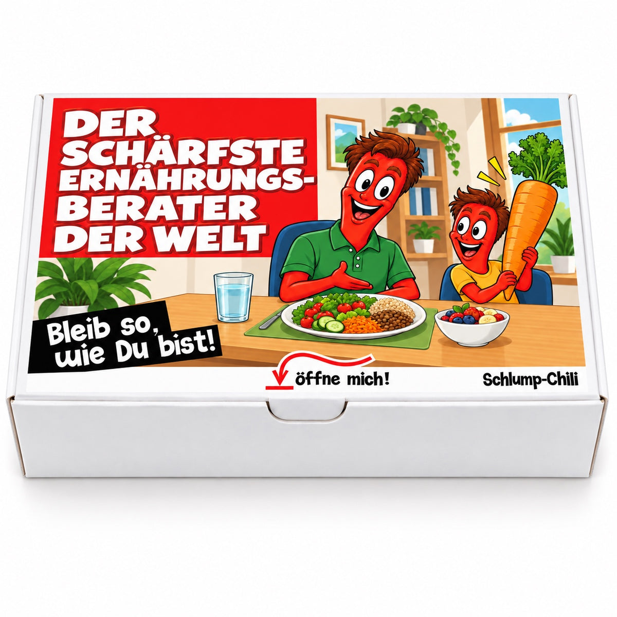Der schärfste Ernährungsberater der Welt – Geschenkbox Vorderansicht