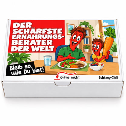 Der schärfste Ernährungsberater der Welt – Geschenkbox Vorderansicht