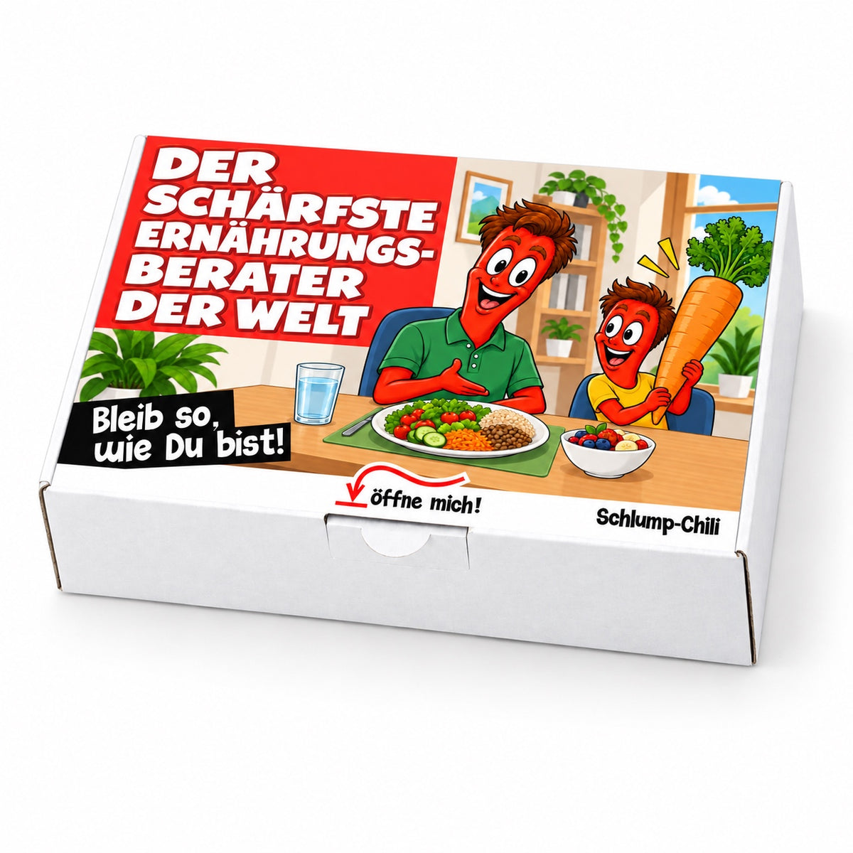 Der schärfste Ernährungsberater der Welt – Geschenkbox Schrägansicht