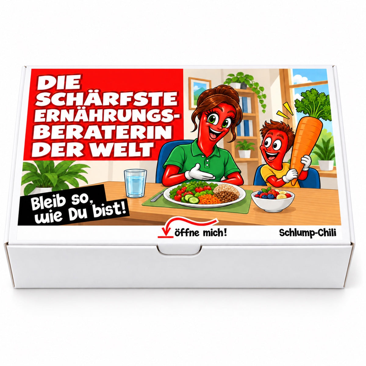 Die schärfste Ernährungsberaterin der Welt – Geschenkbox Vorderansicht