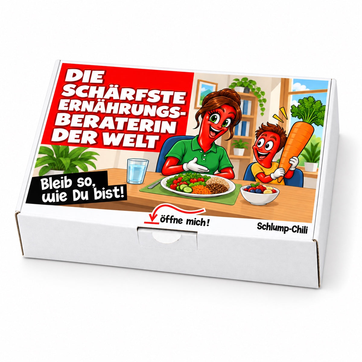 Die schärfste Ernährungsberaterin der Welt – Geschenkbox Schrägansicht