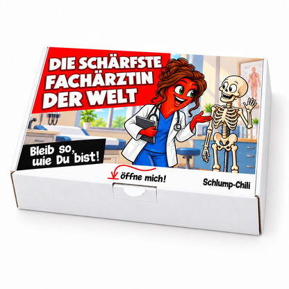 Die schärfste Fachärztin der Welt – Geschenkbox Schrägansicht