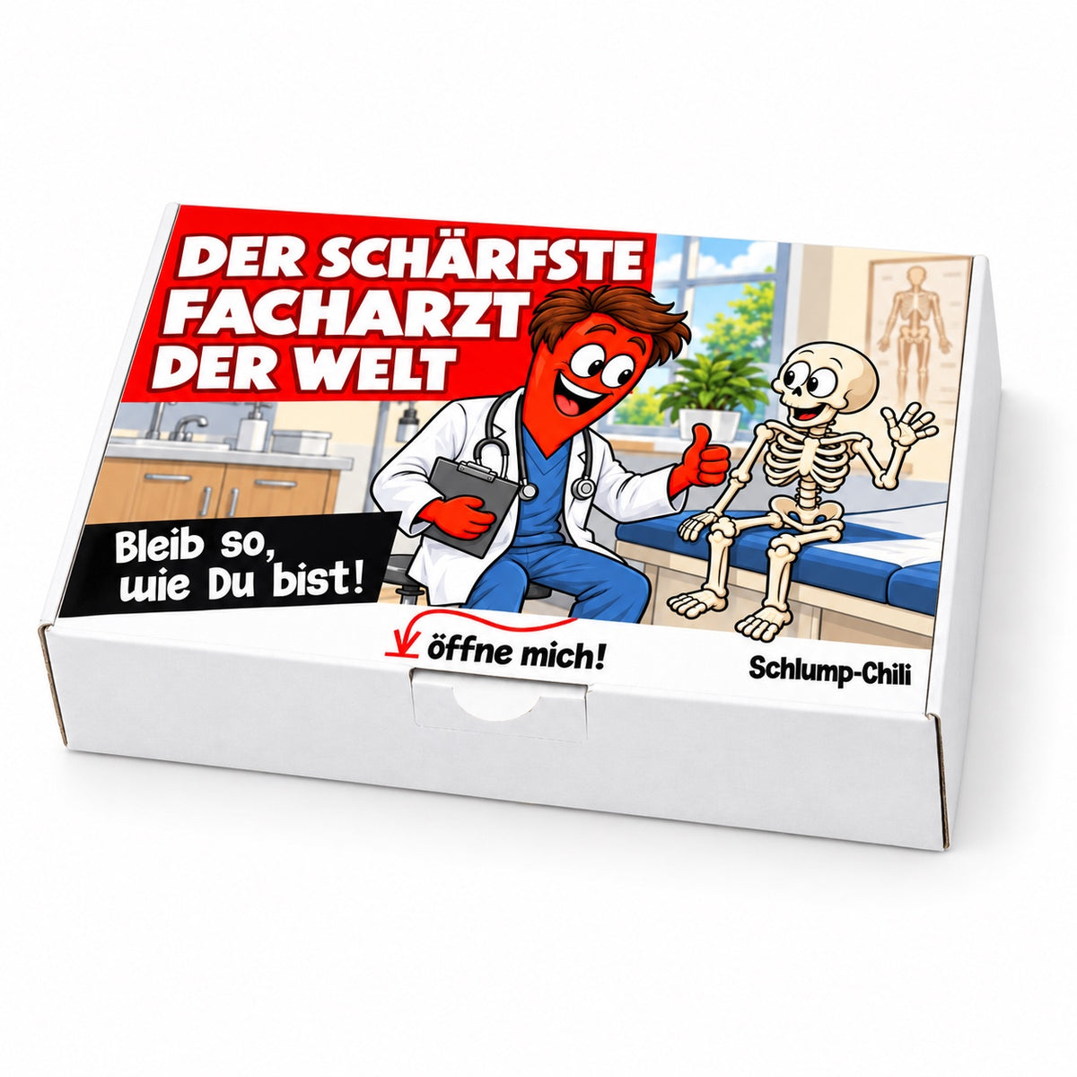 Der schärfste Facharzt der Welt – Geschenkbox Schrägansicht