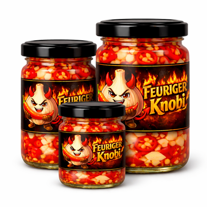 Feuriger Knobi - eingelegter Knoblauch mit Chili im Glas