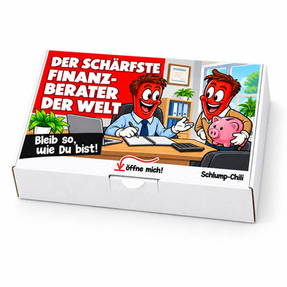 Der schärfste Finanzberater der Welt – Geschenkbox Schrägansicht