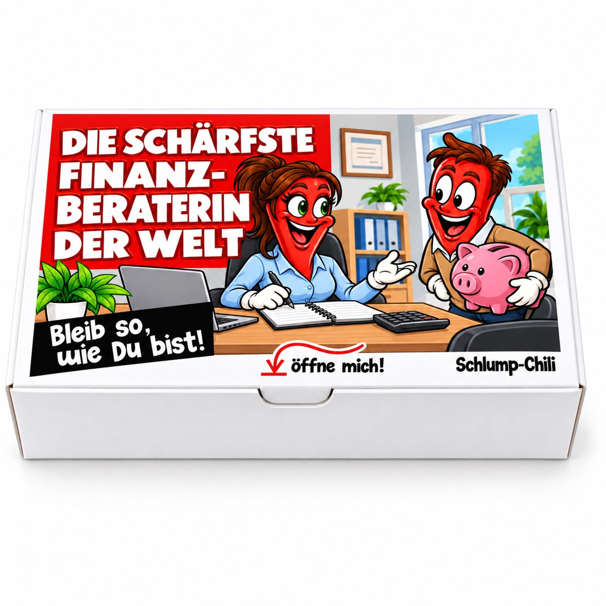 Die schärfste Finanzberaterin der Welt – Geschenkbox Vorderansicht