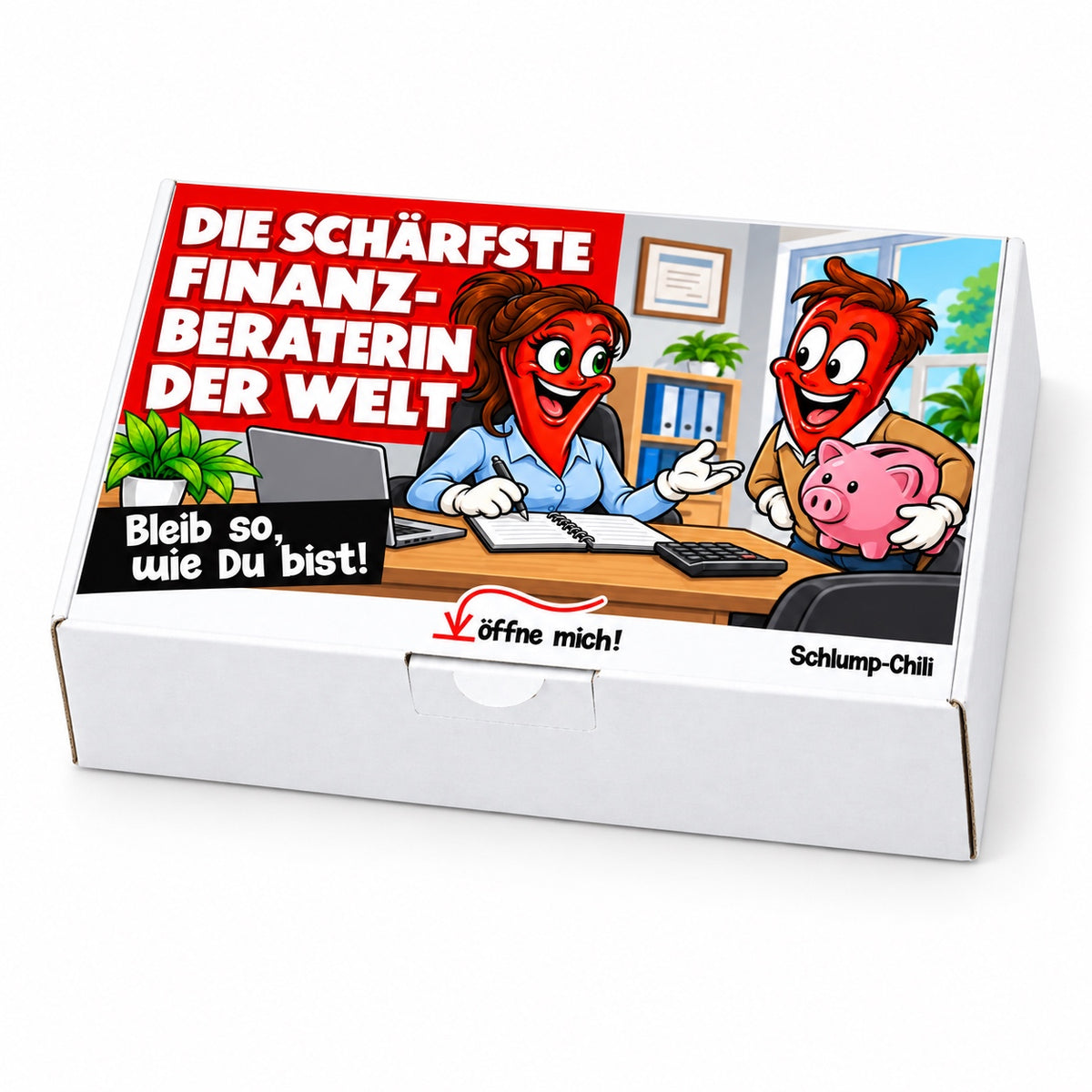 Die schärfste Finanzberaterin der Welt – Geschenkbox Schrägansicht