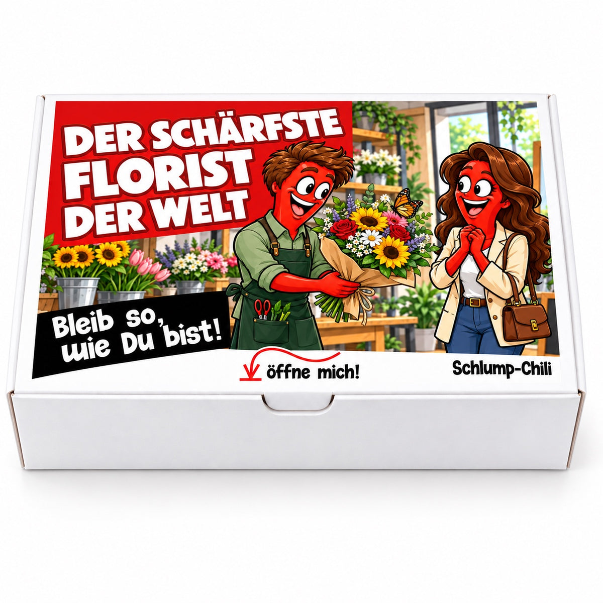 Der schärfste Florist der Welt – Geschenkbox Vorderansicht