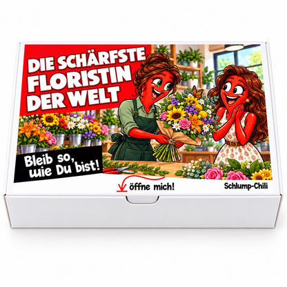 Die schärfste Floristin der Welt – Geschenkbox Vorderansicht