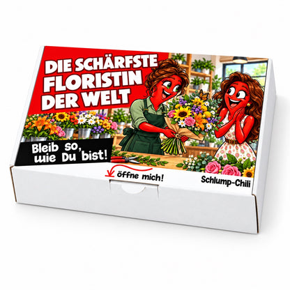 Die schärfste Floristin der Welt – Geschenkbox Schrägansicht