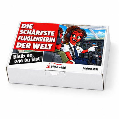 Die schärfste Fluglehrerin der Welt – Geschenkbox Schrägansicht