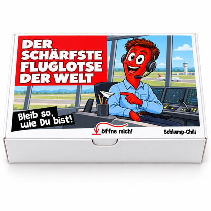Der schärfste Fluglotse der Welt – Geschenkbox Vorderansicht