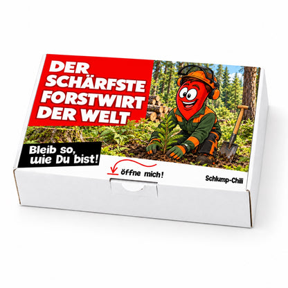 Der schärfste Forstwirt der Welt – Geschenkbox Schrägansicht
